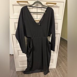 AFRM Hedi Double V Side Cut out Midi Black dress